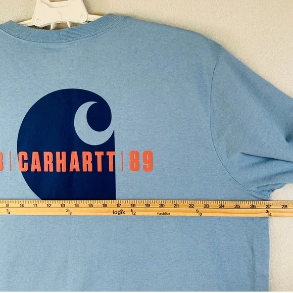 NWT Carhartt C Graphic T-Shirt Mens Relaxed Fit Heavyweight Long Sleeve 2XL Blue - Picture 9 of 11
